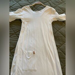 Lunya House Long White Pocket T-Shirt Dress Size S (fits like M)